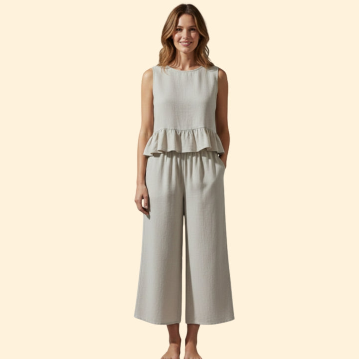 Women's Peplum Wide-leg Set