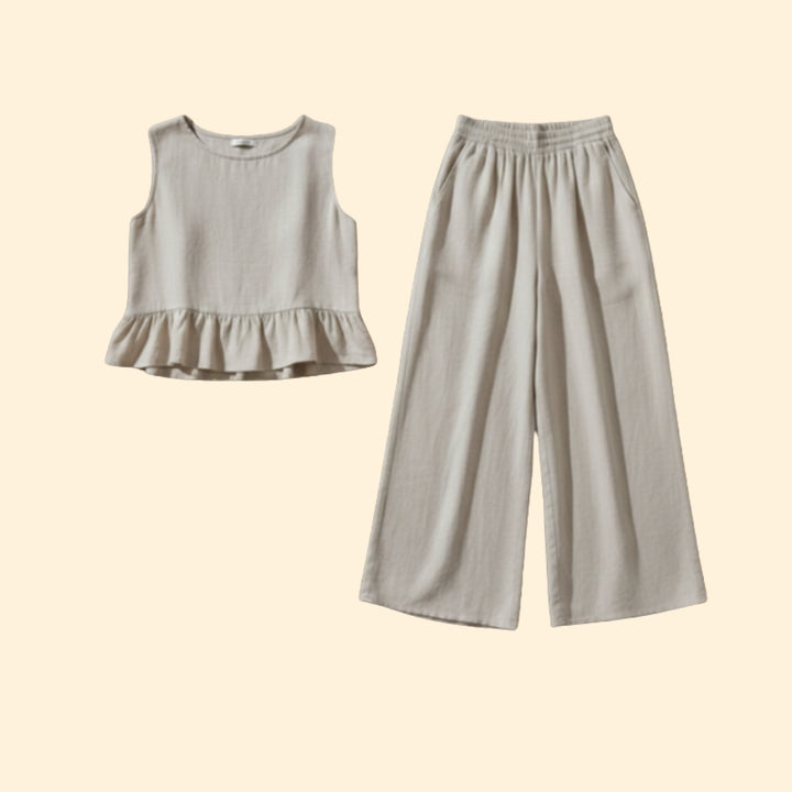Women's Peplum Wide-leg Set