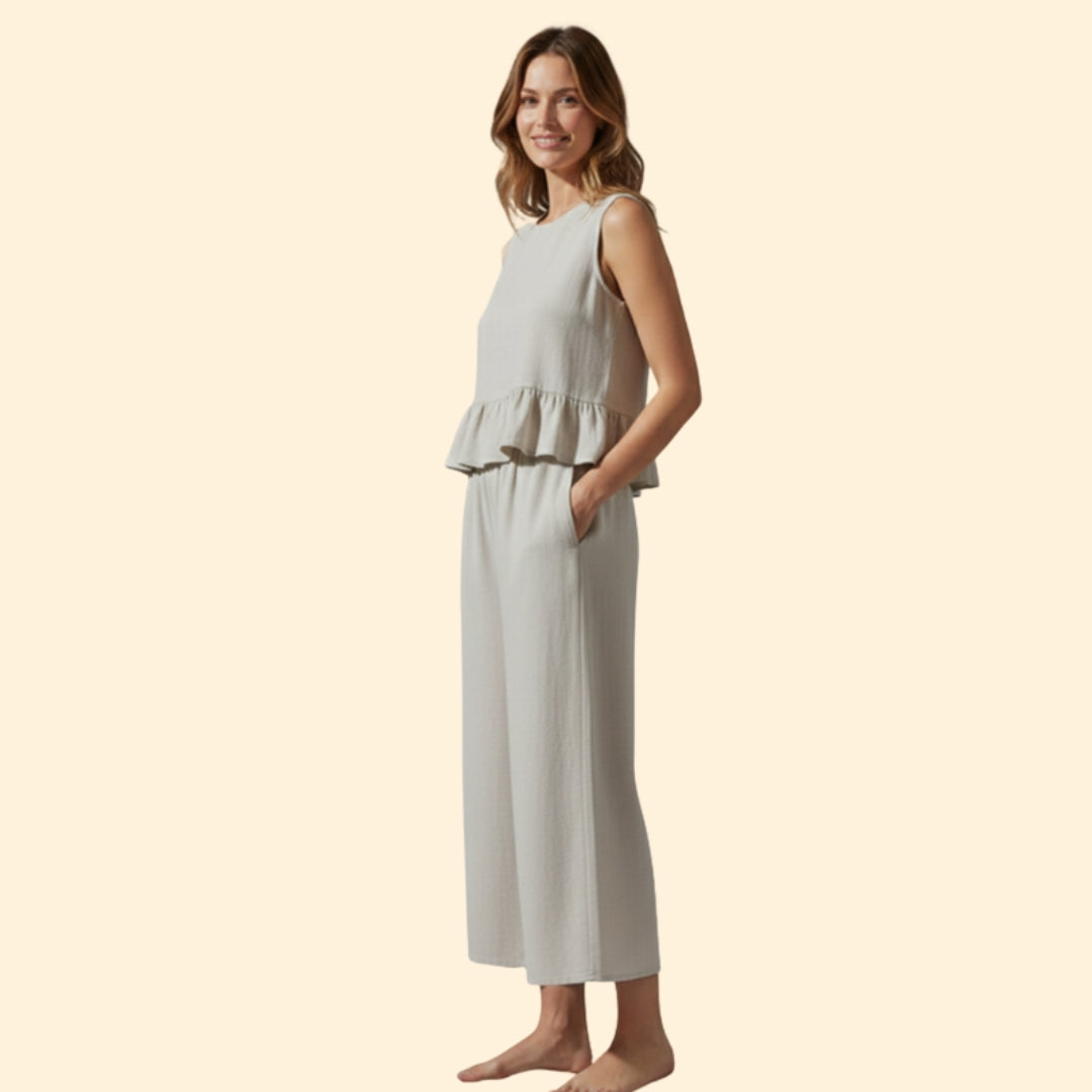 Women's Peplum Wide-leg Set