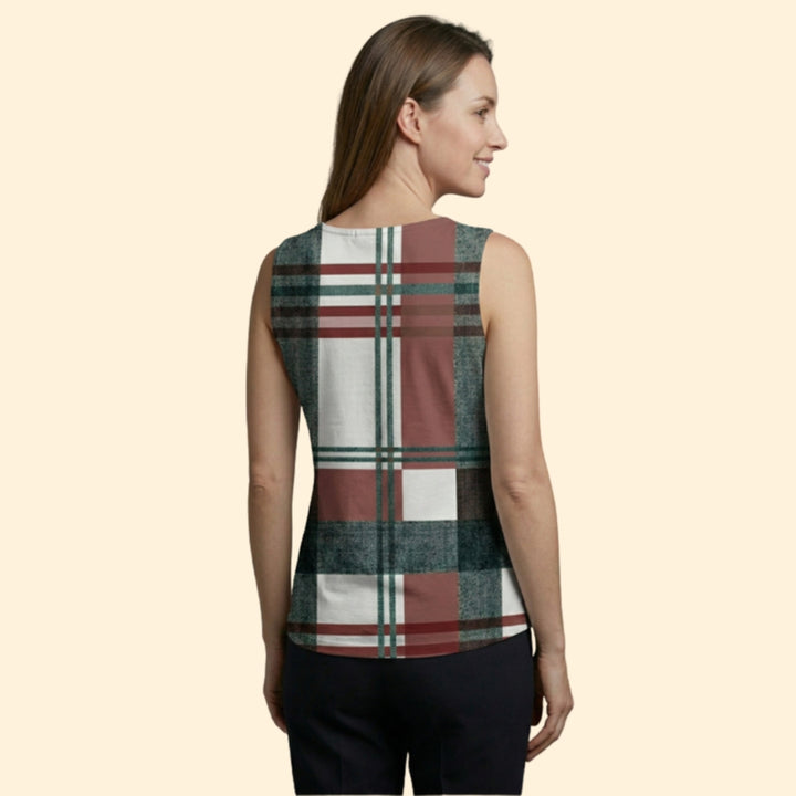 Women's Plaid Button Tank