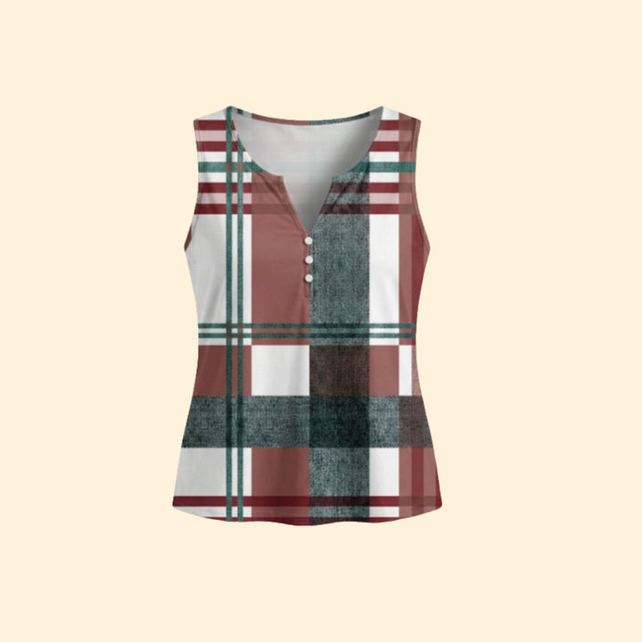 Women's Plaid Button Tank