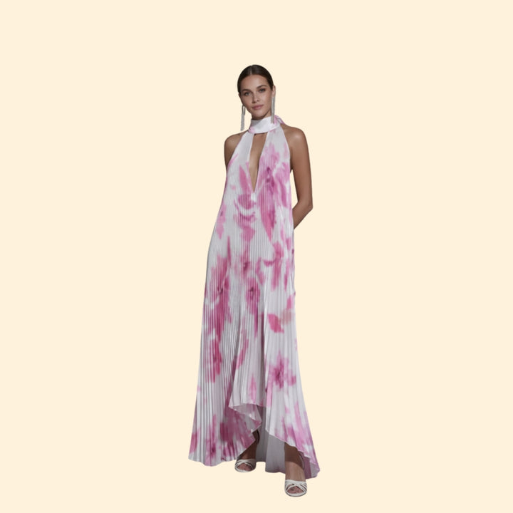 Women's Pleated Floral Maxi Dress