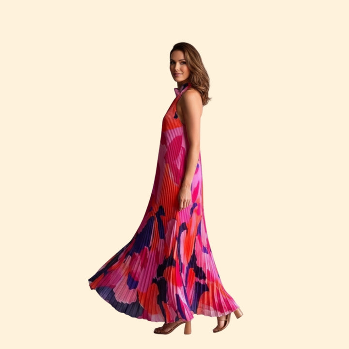 Women's Pleated Floral Maxi Dress