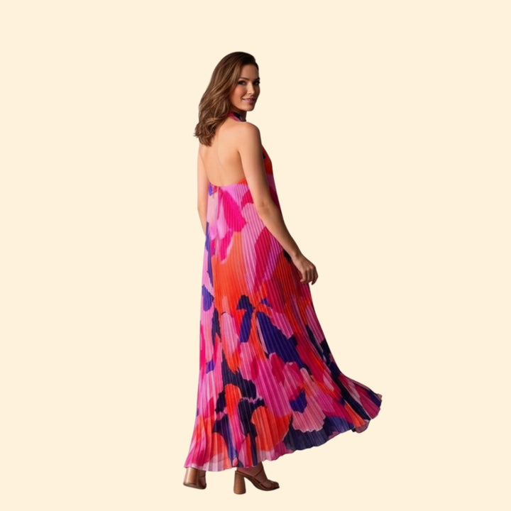Women's Pleated Floral Maxi Dress