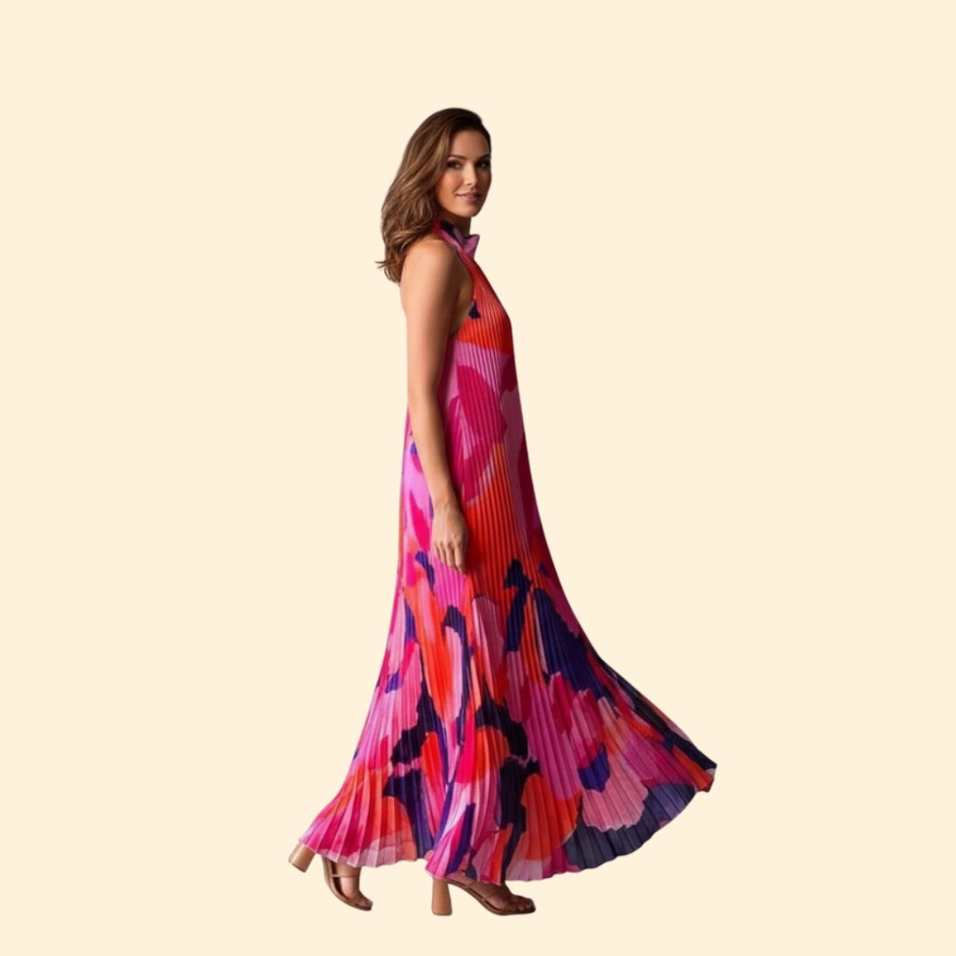 Women's Pleated Floral Maxi Dress