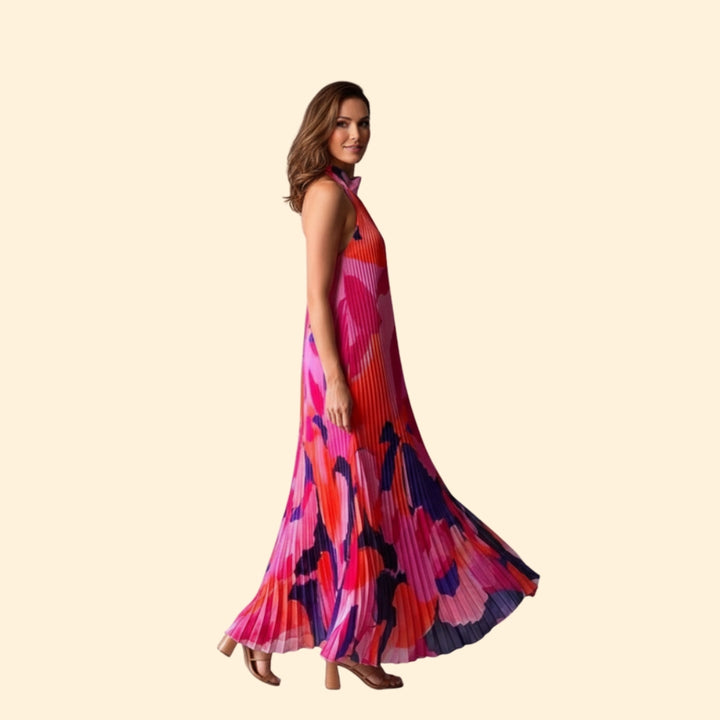 Women's Pleated Floral Maxi Dress