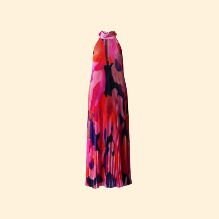 Women's Pleated Floral Maxi Dress