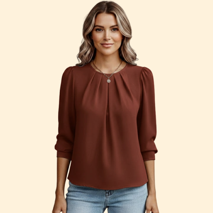 Women's Pleated Puff Sleeve Top