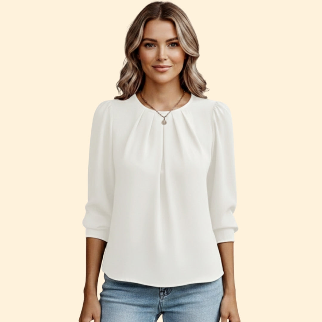 Women's Pleated Puff Sleeve Top