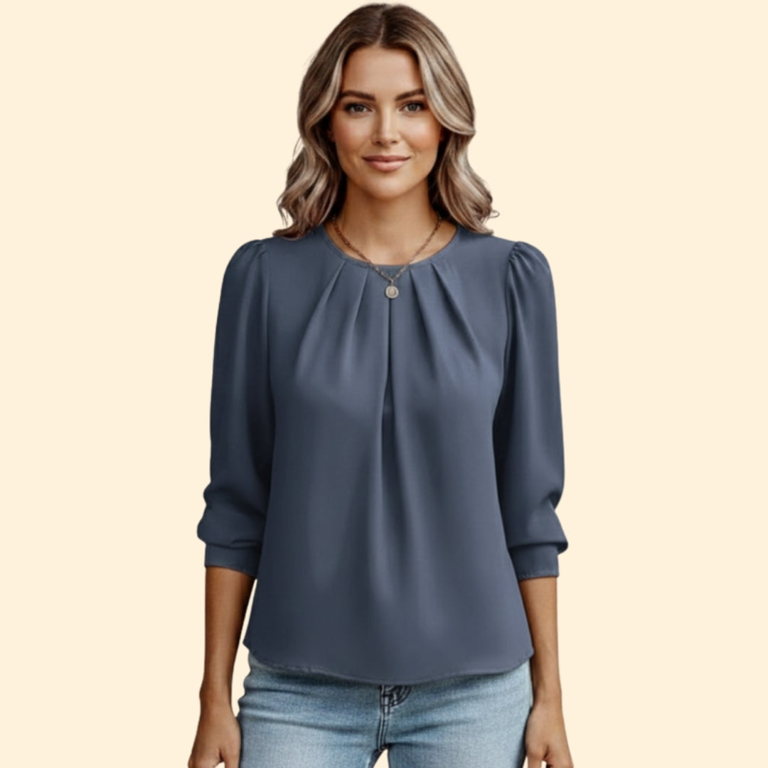Women's Pleated Puff Sleeve Top
