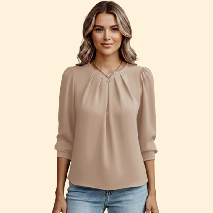 Women's Pleated Puff Sleeve Top