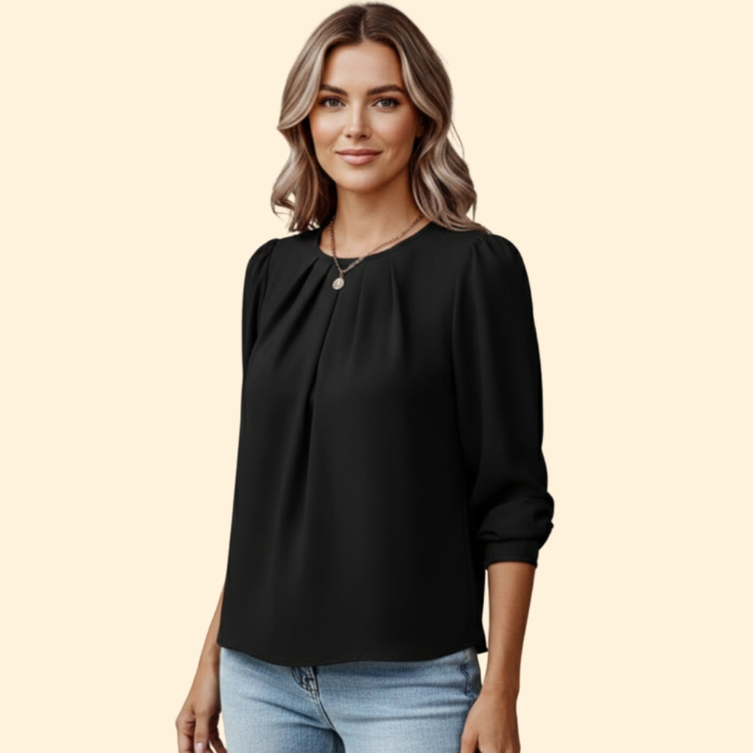 Women's Pleated Puff Sleeve Top