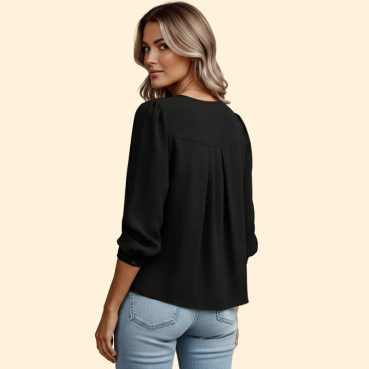 Women's Pleated Puff Sleeve Top