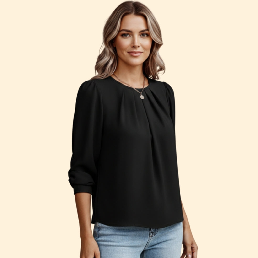 Women's Pleated Puff Sleeve Top