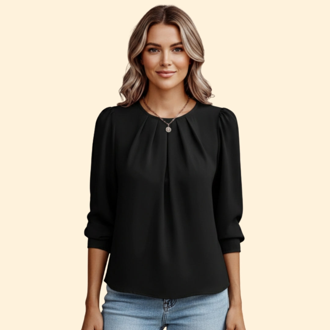 Women's Pleated Puff Sleeve Top