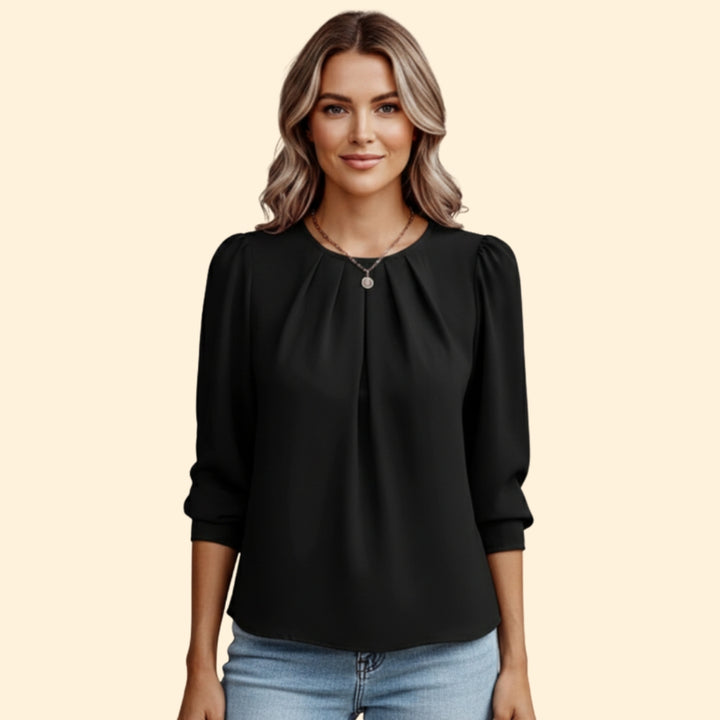Women's Pleated Puff Sleeve Top