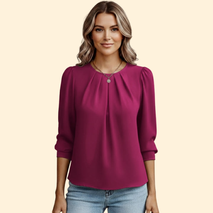 Women's Pleated Puff Sleeve Top