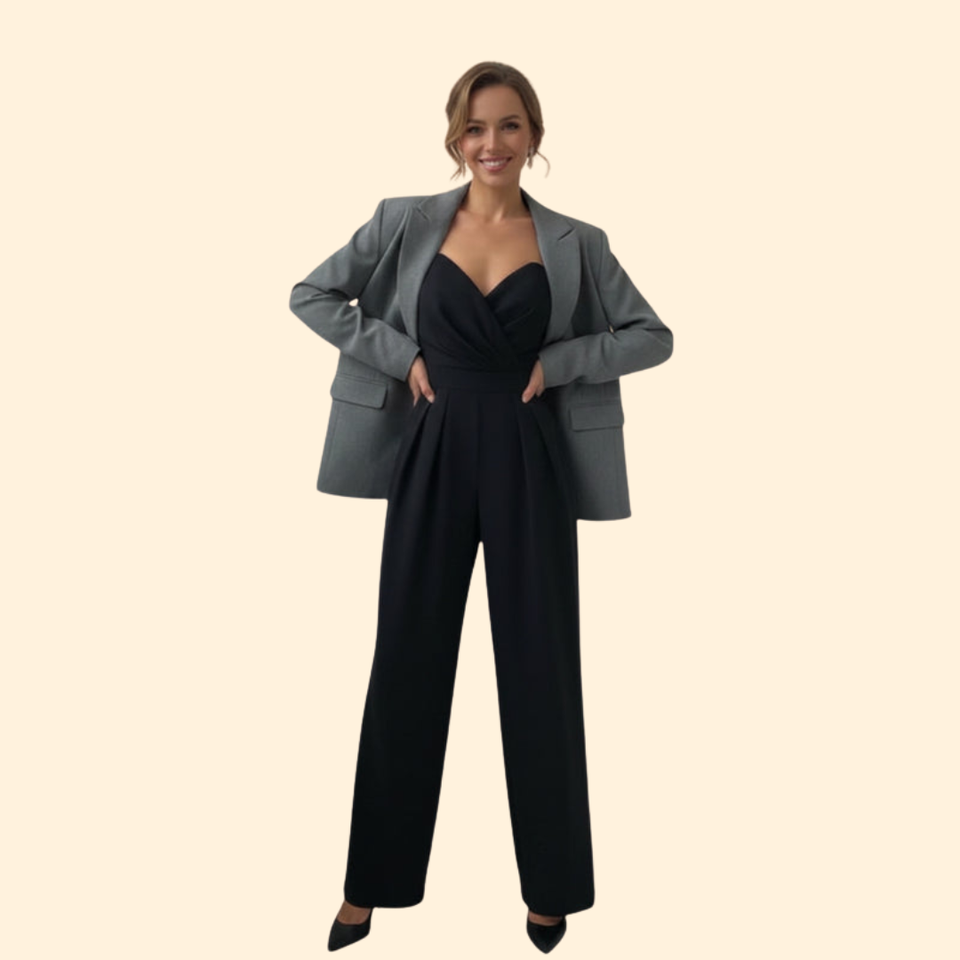 Women's Pleated Strapless Jumpsuit
