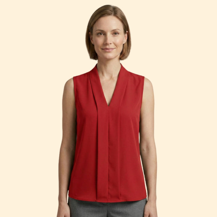 Women's Pleated V-Neck Top
