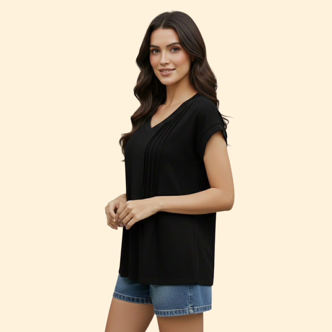 Women's Pleated V-Neck Top