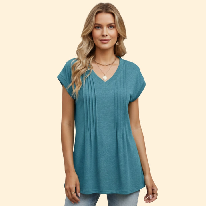 Women's Pleated V-Neck Top