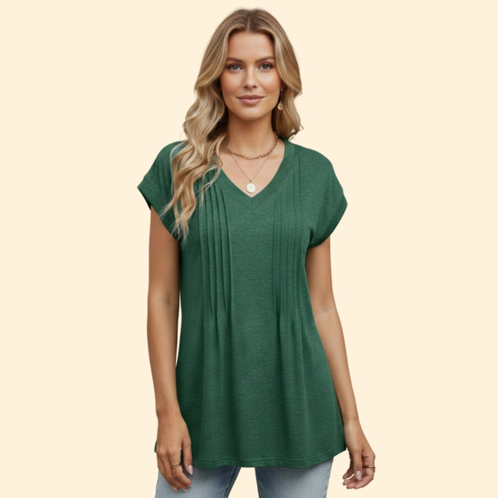 Women's Pleated V-Neck Top