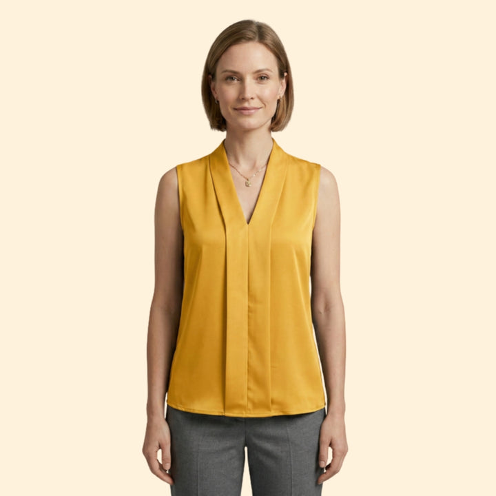 Women's Pleated V-Neck Top