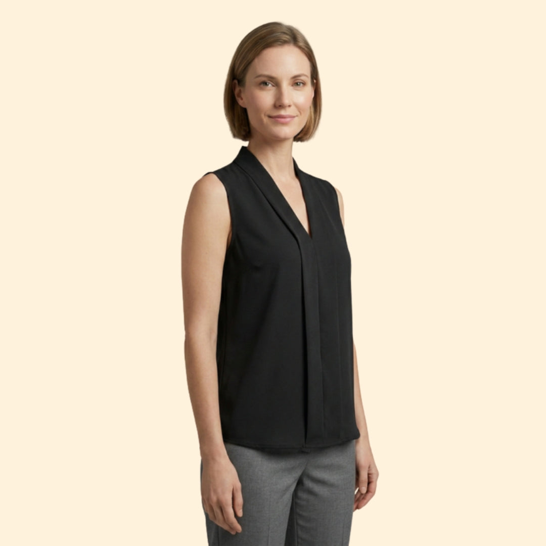 Women's Pleated V-Neck Top