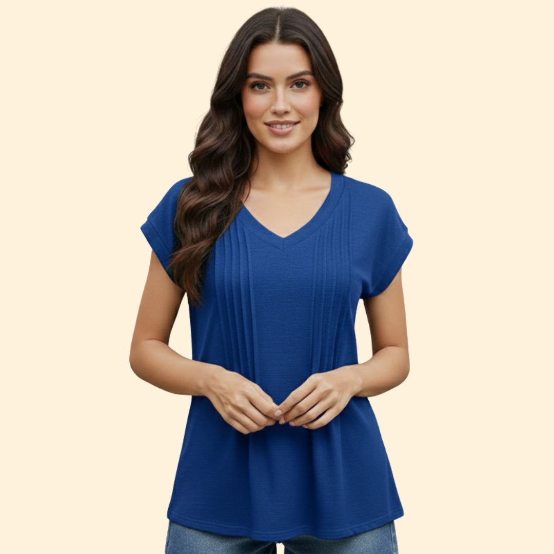 Women's Pleated V-Neck Top