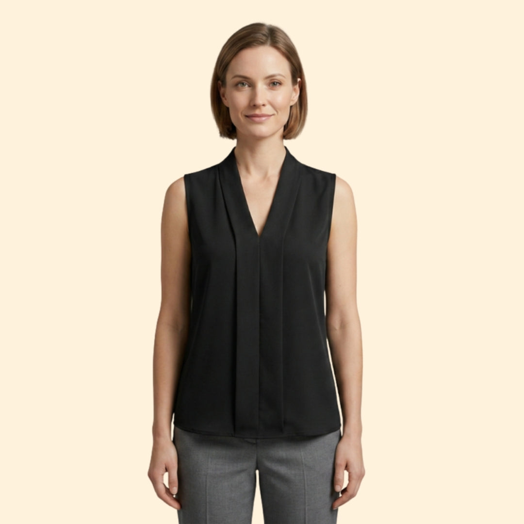 Women's Pleated V-Neck Top