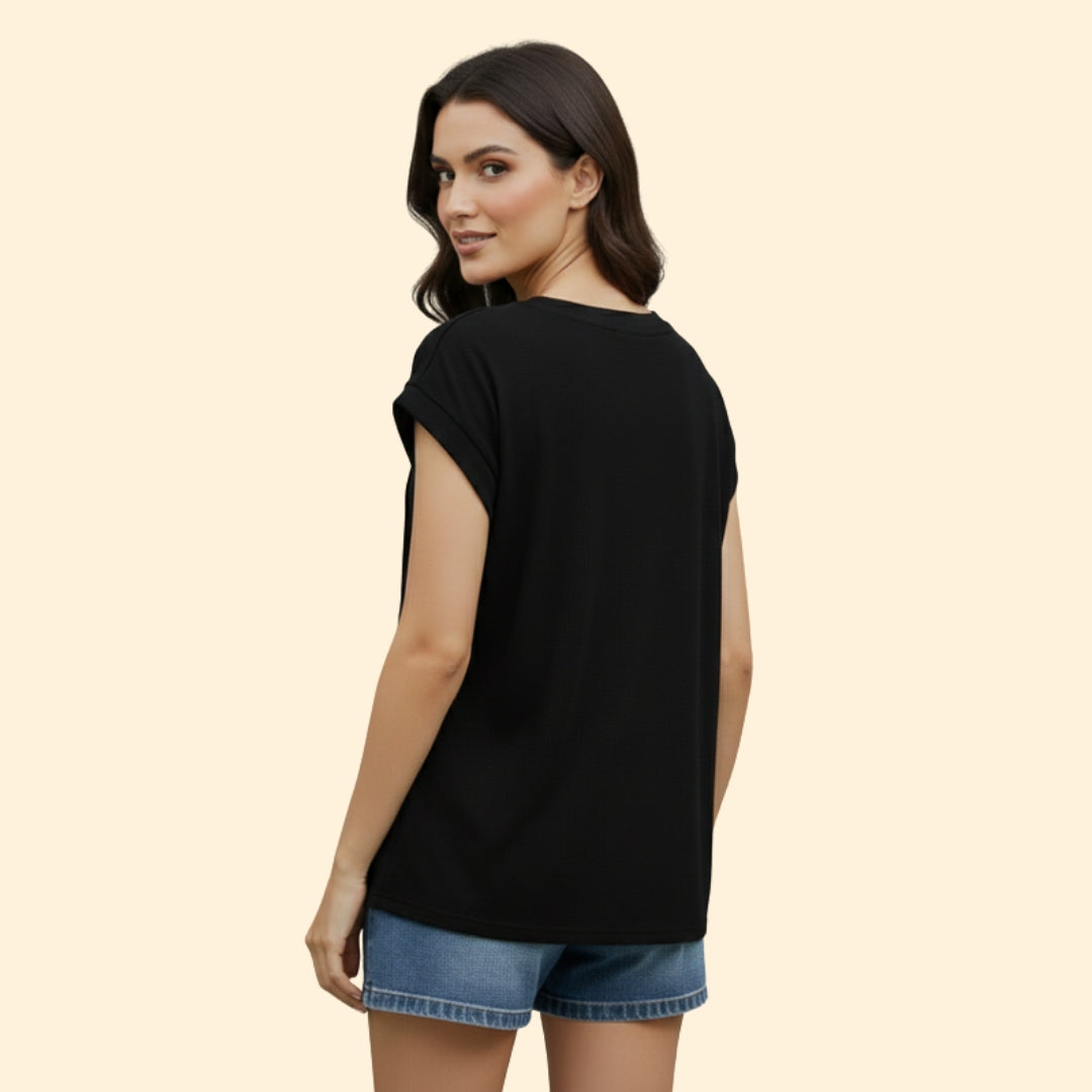 Women's Pleated V-Neck Top