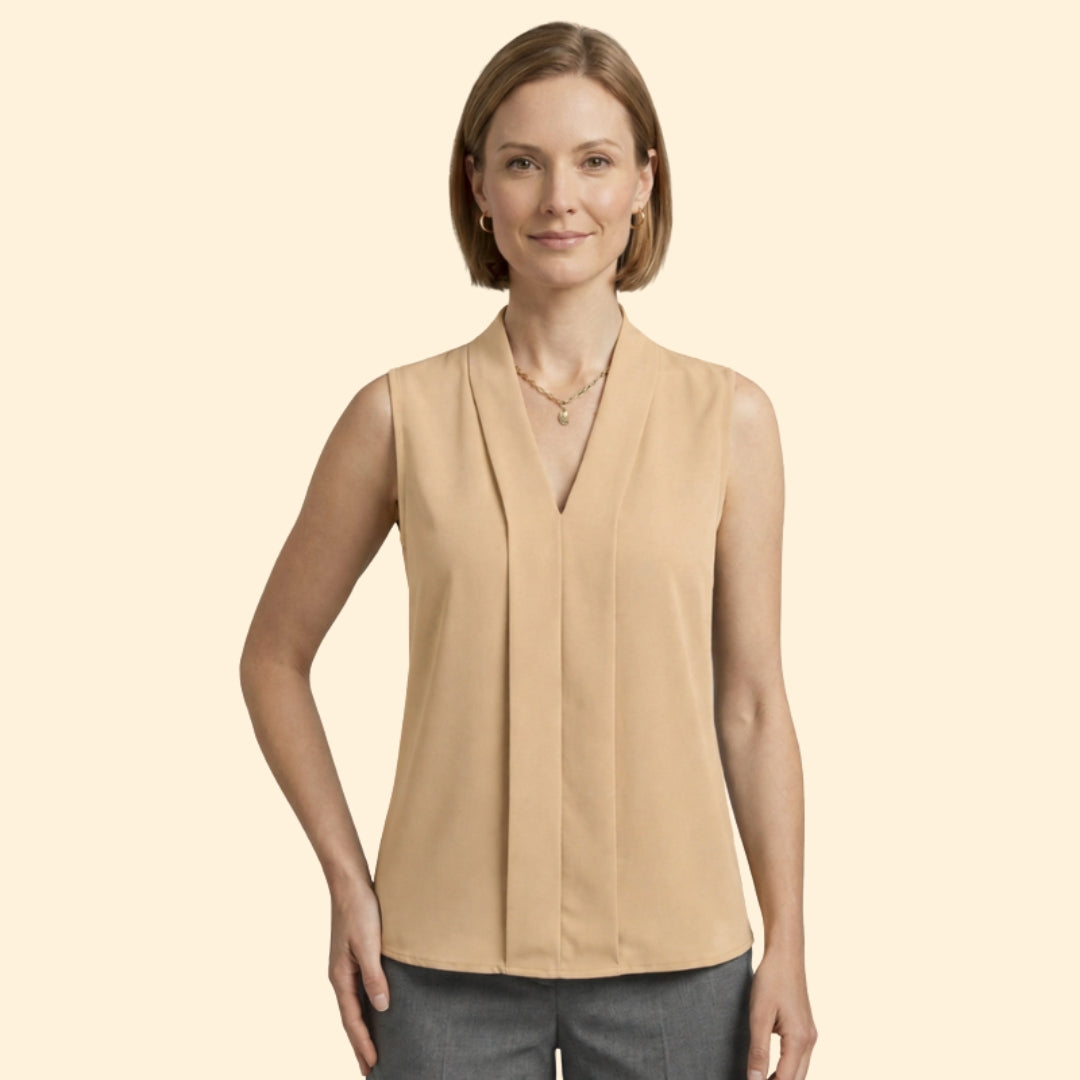 Women's Pleated V-Neck Top