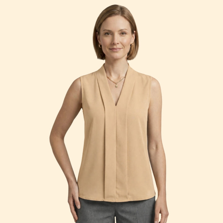 Women's Pleated V-Neck Top
