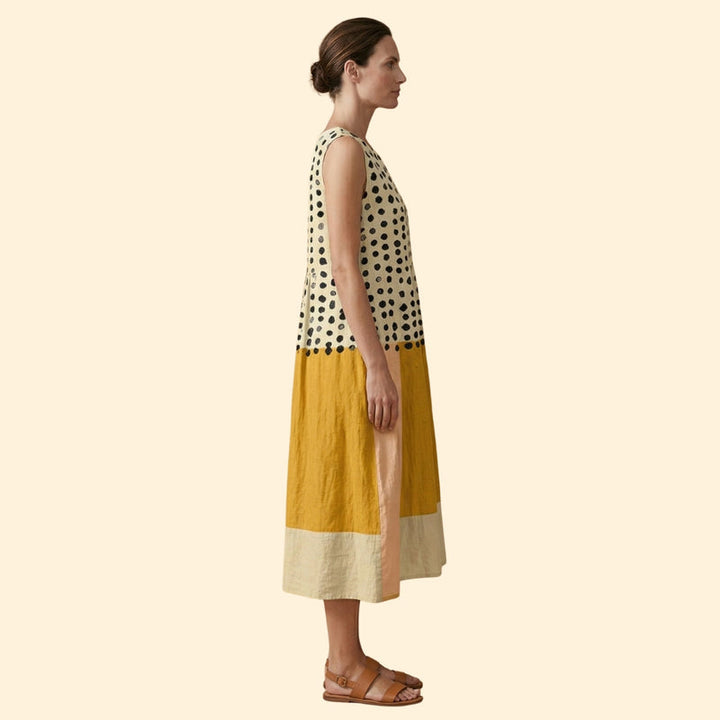 Women's Polka Colorblock Midi Dress