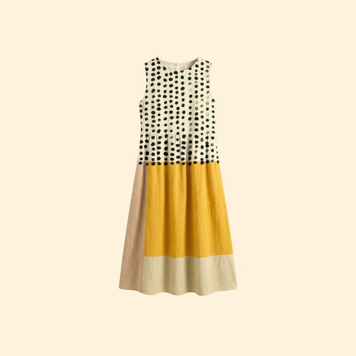 Women's Polka Colorblock Midi Dress