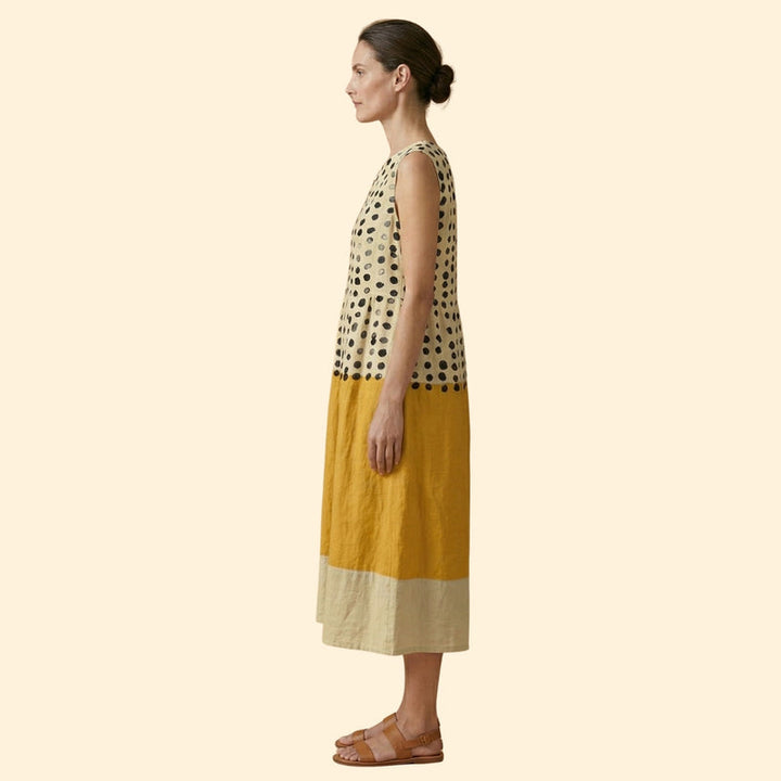 Women's Polka Colorblock Midi Dress