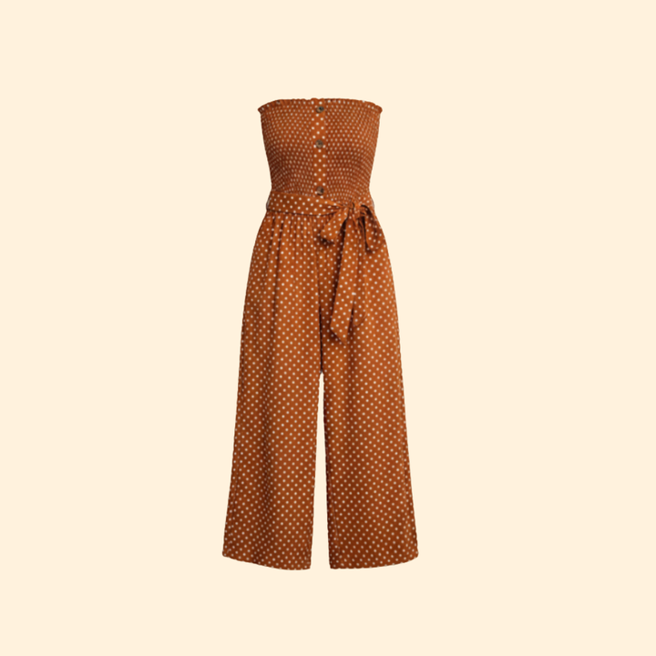 Women's Polka Dot Strapless Jumpsuit
