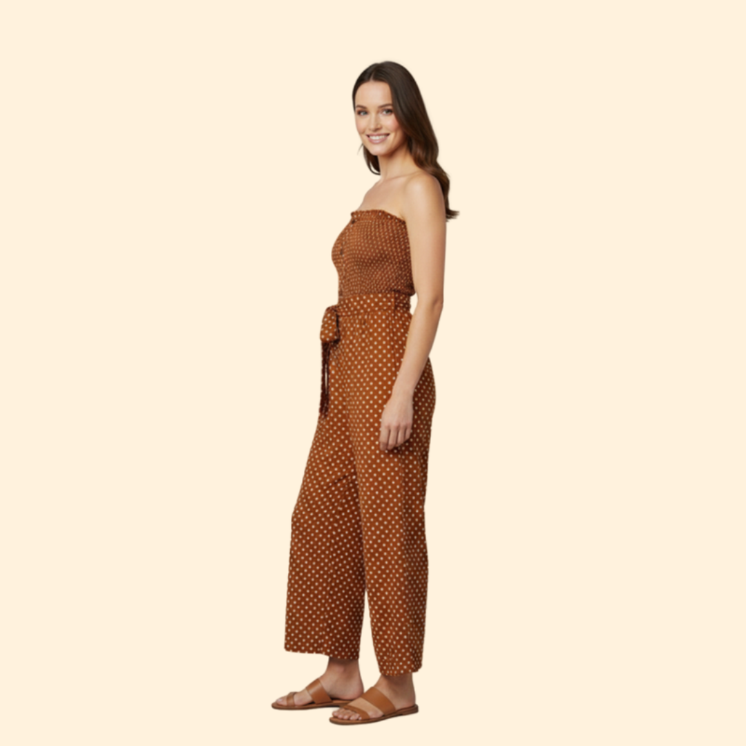 Women's Polka Dot Strapless Jumpsuit