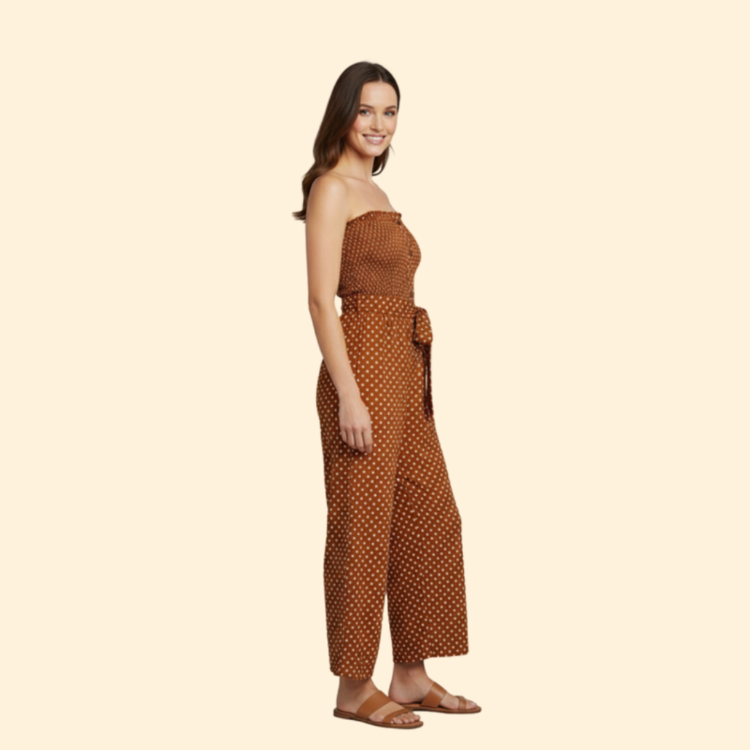 Women's Polka Dot Strapless Jumpsuit