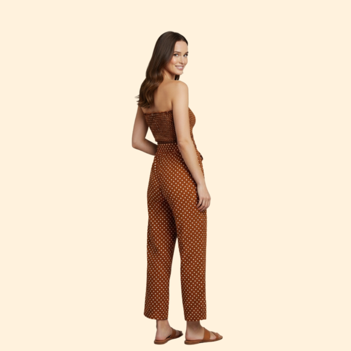 Women's Polka Dot Strapless Jumpsuit