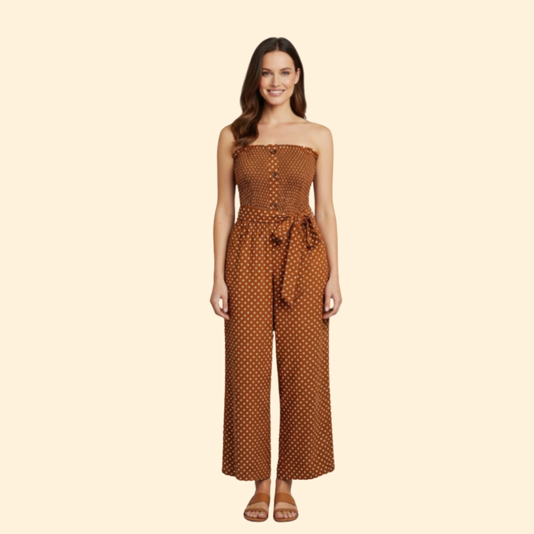 Women's Polka Dot Strapless Jumpsuit