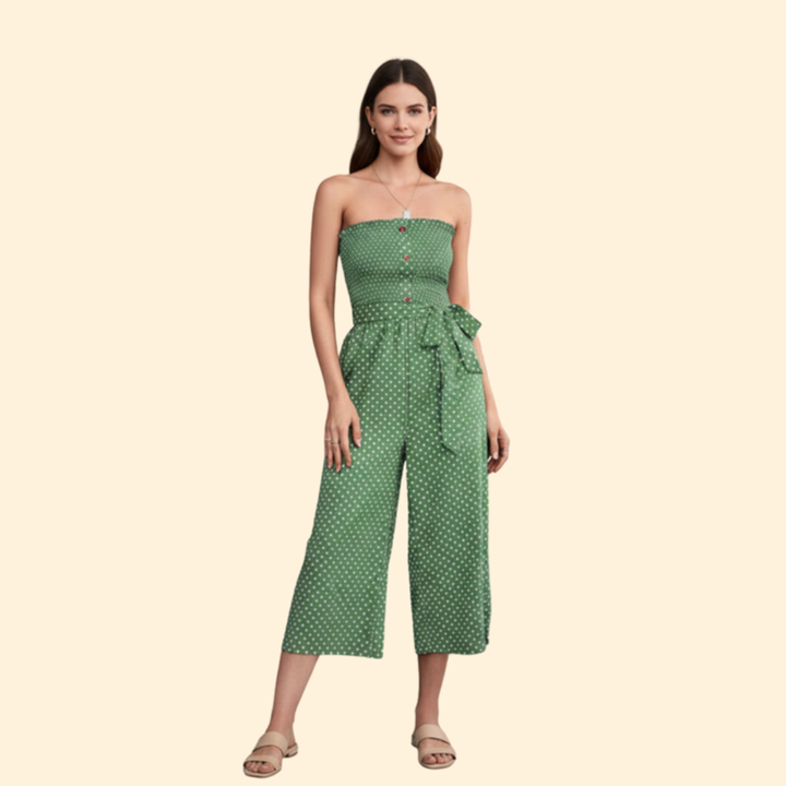 Women's Polka Dot Strapless Jumpsuit