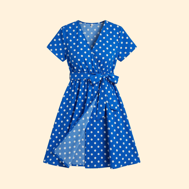 Women's Polka Dot V-Neck Midi Dress