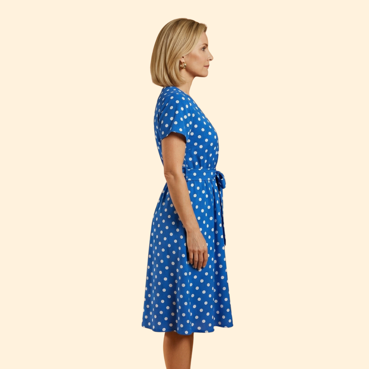 Women's Polka Dot V-Neck Midi Dress