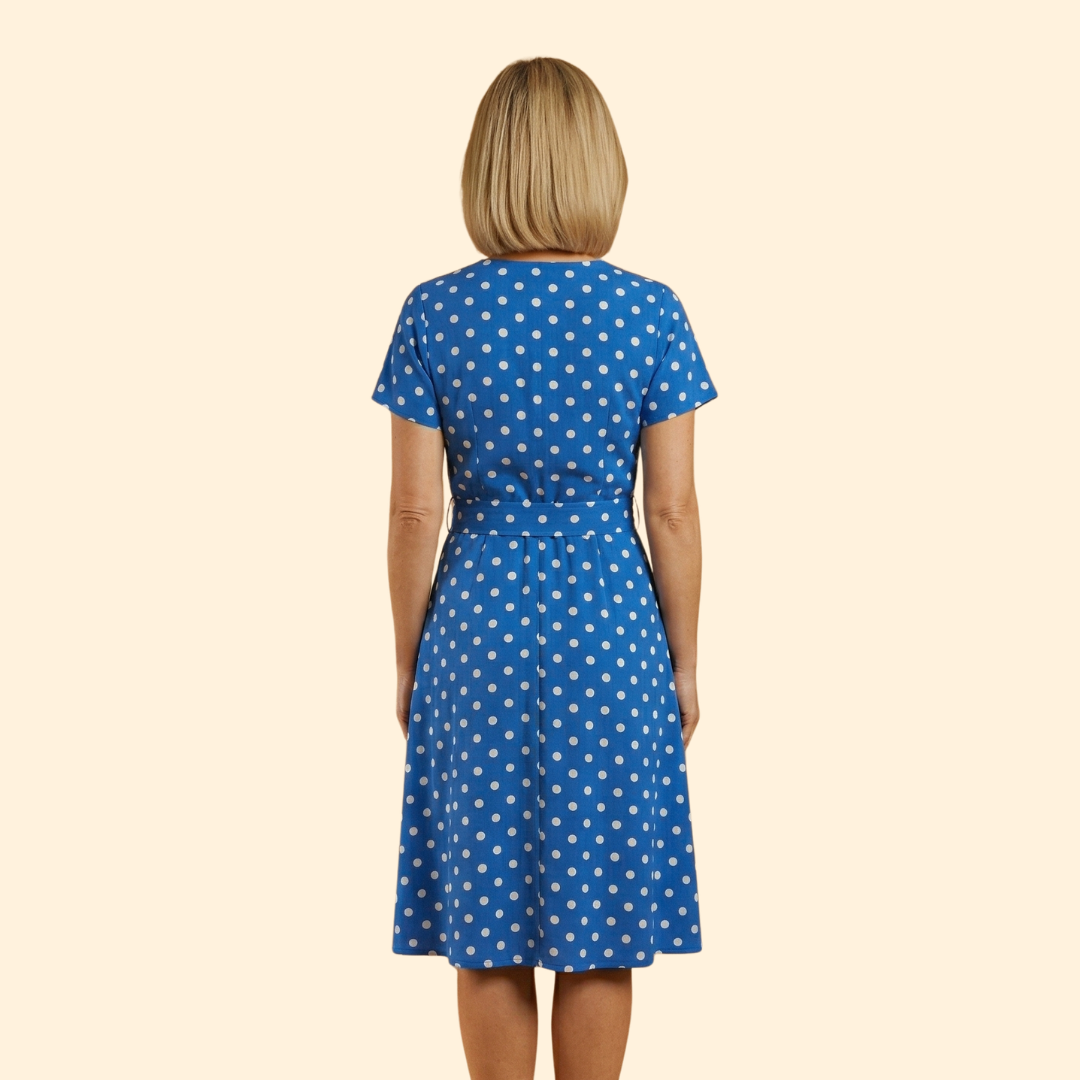 Women's Polka Dot V-Neck Midi Dress
