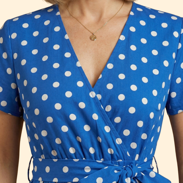Women's Polka Dot V-Neck Midi Dress