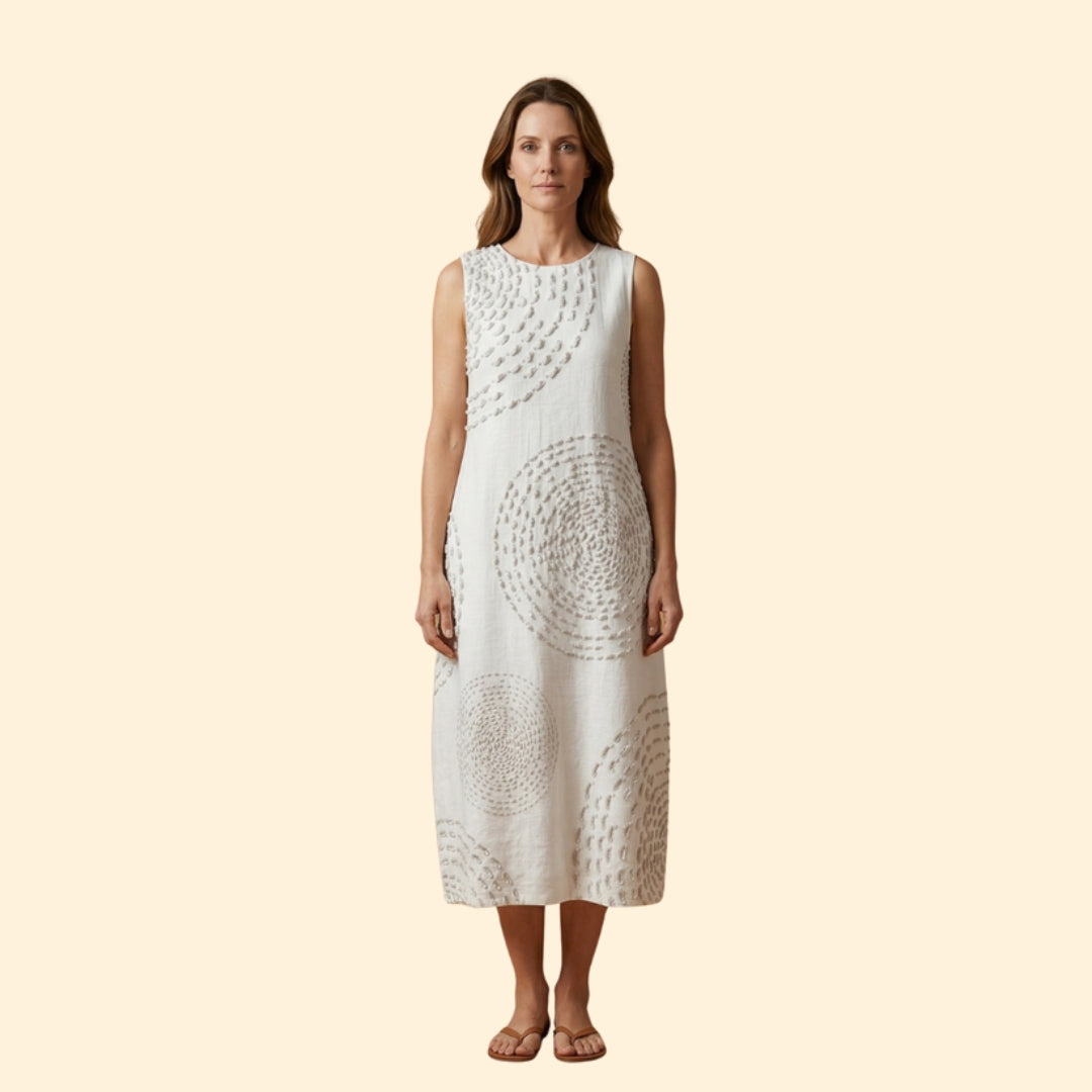 Women's Printed Sleeveless Midi Dress