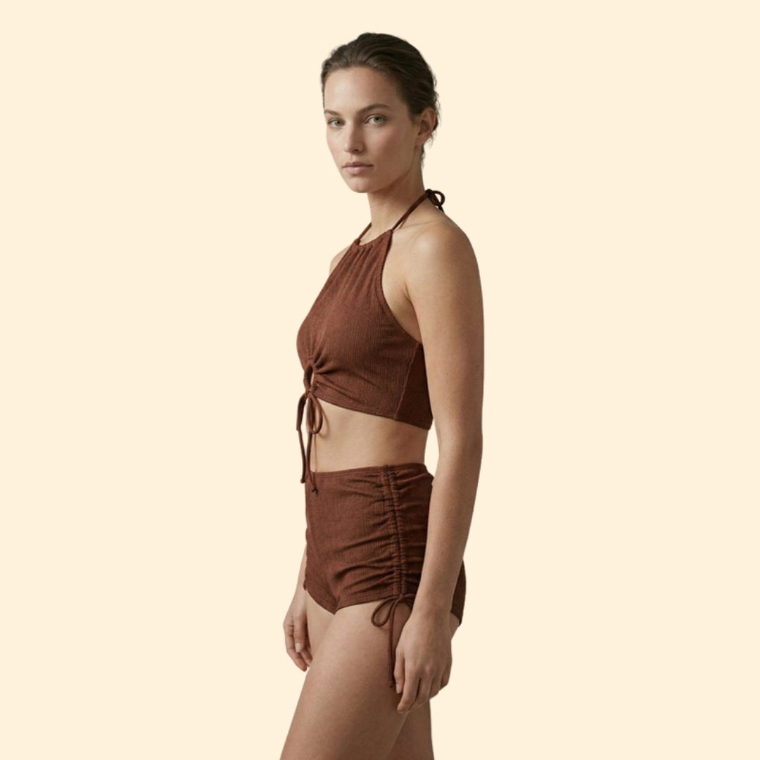 Women's Ribbed Halter Bikini Set