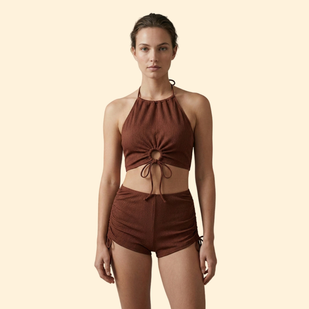Women's Ribbed Halter Bikini Set