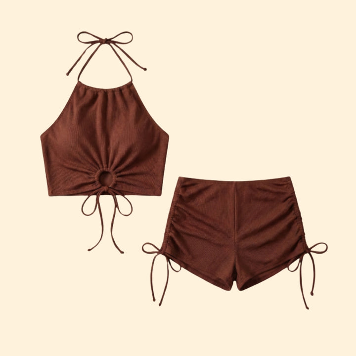 Women's Ribbed Halter Bikini Set